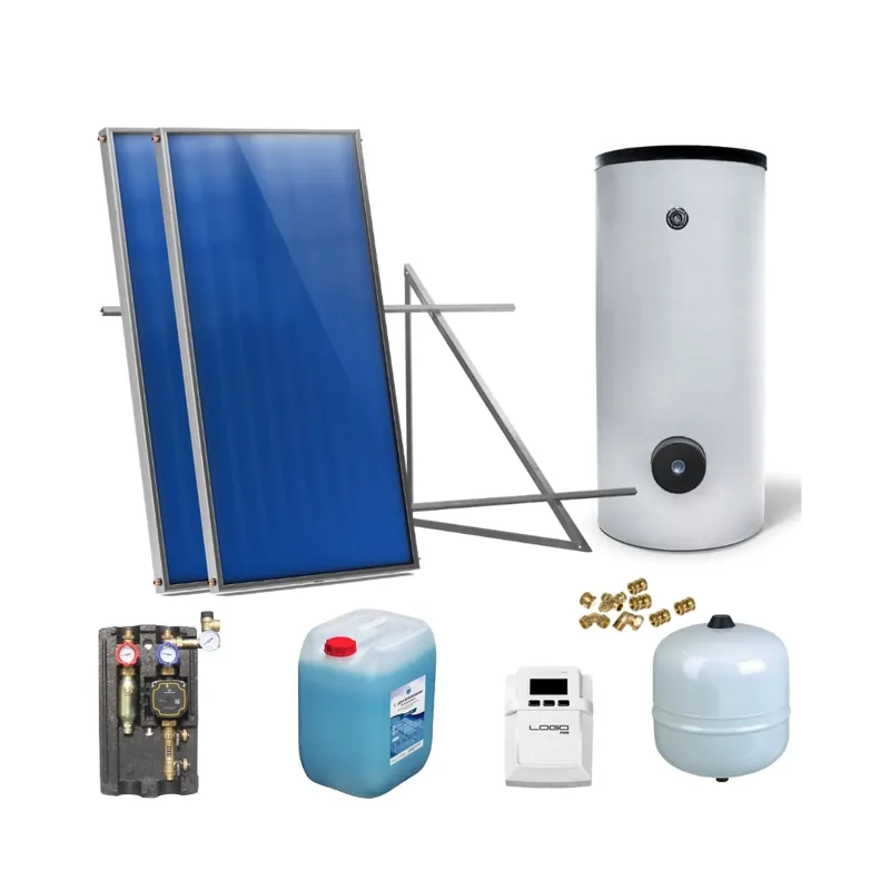 Solaranlage Solarpaket 2 Kollektoren Speicher Flachdach Flachkollektor Speicher Garantierte Lieferung
