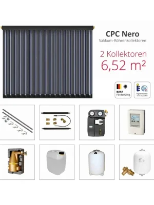 Letzte Chance Solarbayer Komplettsolarpaket CPC NERO 2B Bruttogesamtfläche 6,52m² Vakuumröhren