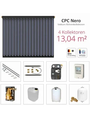 Direktkauf Solarbayer Komplettsolarpaket CPC NERO 4S Bruttogesamtfläche 13,04m² Vakuumröhre
