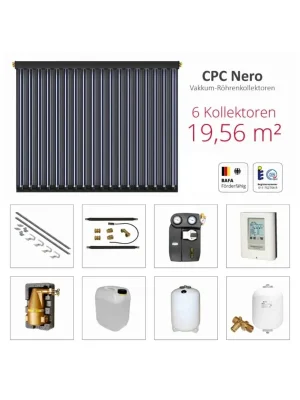 Ausverkauf Solarbayer Komplettsolarpaket CPC NERO 6S Bruttogesamtfläche 19,56m² Vakuumröhre