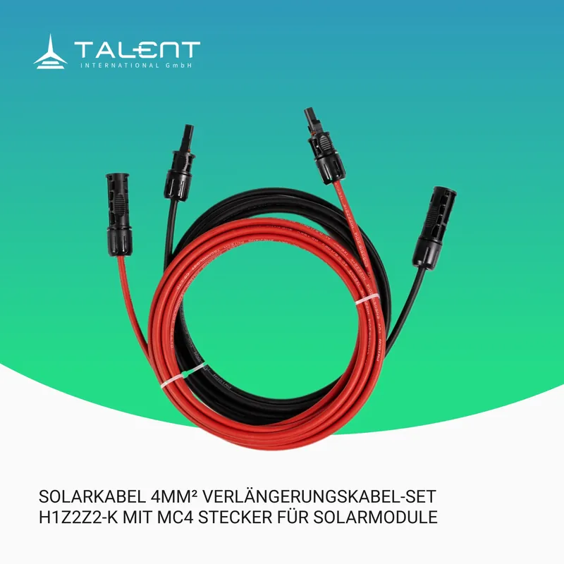 Kostenloser Rückversand Solarkabel 4mm² Verlängerungskabel-Set H1Z2Z2-K mit MC4 Stecker für Solarmodule