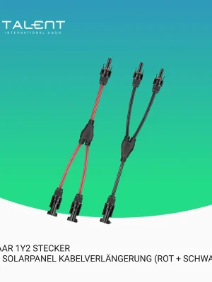 Jetzt Bestellen Solarkabel Y-VerteilerI1 Paar 1Y2 Stecker für Solarpanel Kabelverlängerung (Rot + Schwarz)