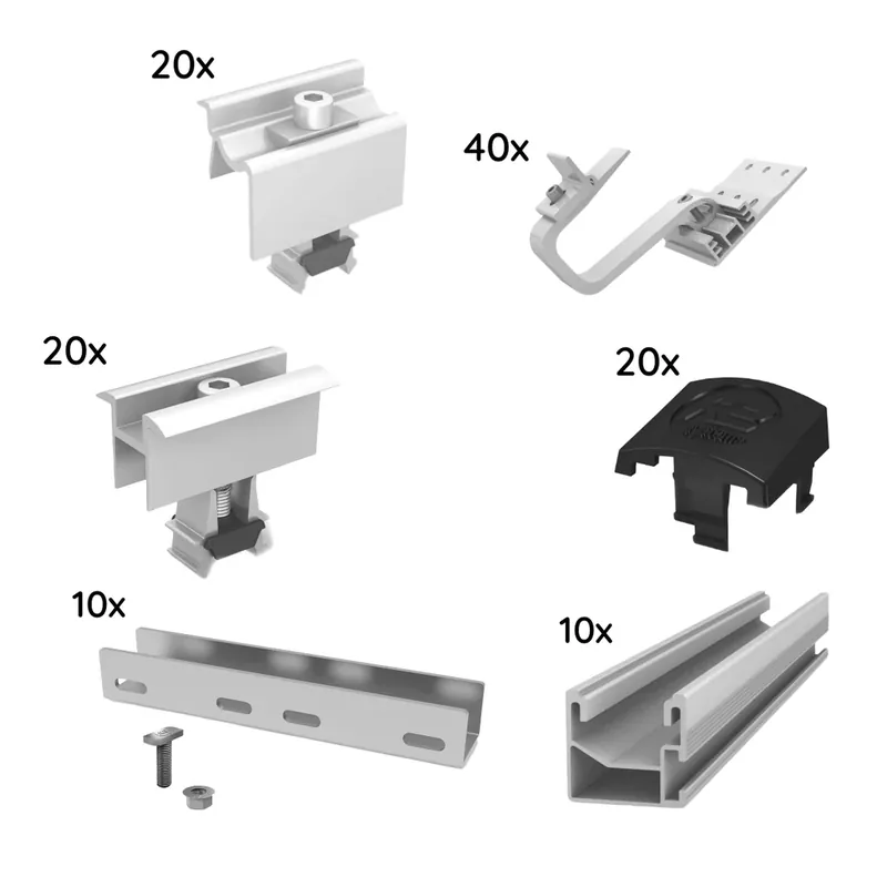 Meistverkauft Unterkonstruktion Paket für 10 Module von K2, SingleRail System für Schrägdach, 1-lagig, silber