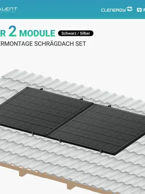Preisknaller Clenergy PV-ezRack SolarRoof Pro 2.0 Unterkonstruktion Quermontage Schrägdach Montageset für 2 Module in Schwarz / Silber( neue ver. 2026 )