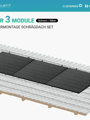 Clenergy PV-ezRack SolarRoof Pro 2.0 Unterkonstruktion Quermontage Schrägdach Montageset für 3 Module in Schwarz / Silber( neue ver. 2026 ) Neue Kollektion