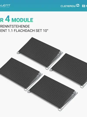 Clenergy PV-ezRack SolarRoof Pro 2.0 Unterkonstruktion Flachdach Montageset für 4 getrenntstehende Module ( neue ver. 2026 ) Jetzt Kaufen