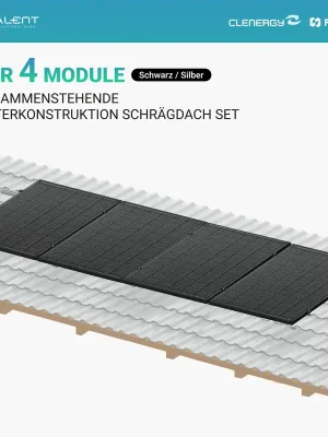 Clenergy PV-ezRack SolarRoof Pro 2.0 Unterkonstruktion Schrägdach Set für 4 zusammenstehende Module in Silber oder Schwarz Preiswert