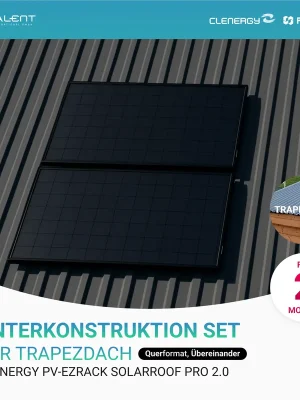 Clenergy PV-ezRack Unterkonstruktion Trapezdach Montageset für 2-6 Module (Querformat, Übereinander) neue ver. 2026 Jetzt Bestellen