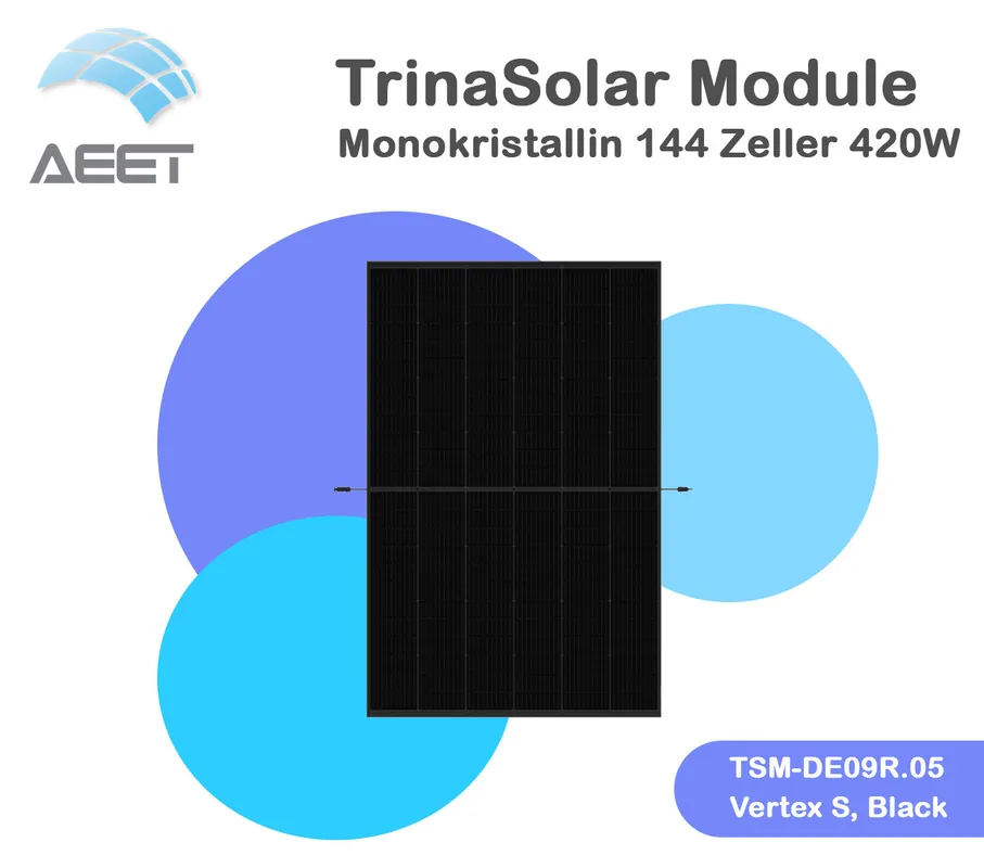 Letzte Chance Solarmodule Trina 420 TSM-DE09R.05 Vertex S, Black
