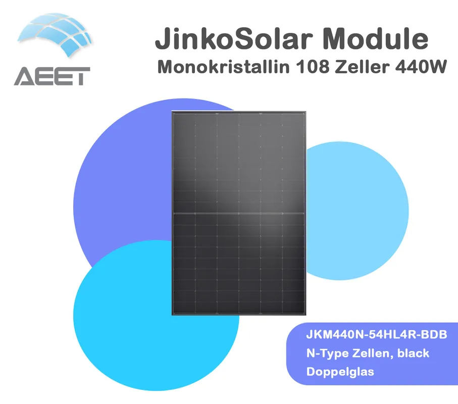 Sale Solarmodule JinkoSolar Doppelglas JKM440N-54HL4R-BDB black
