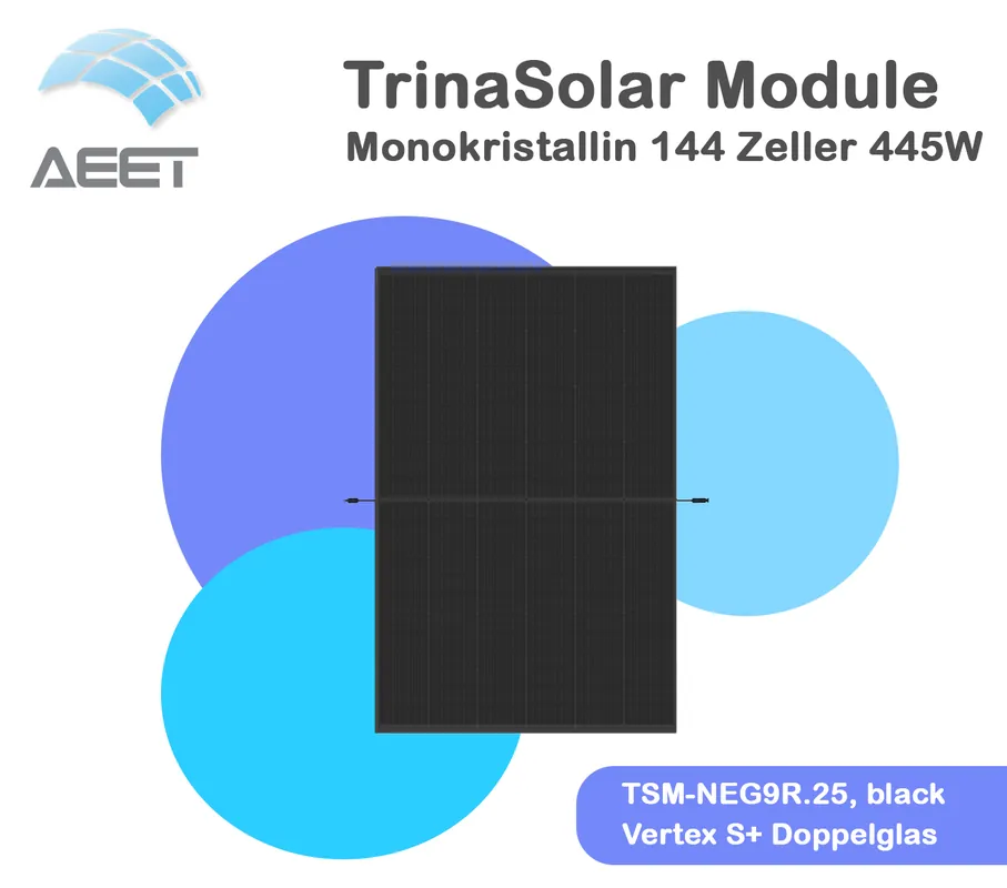 Solarmodule Trina 445 TSM-NEG9R.25 Vertex S+ Doppelgl. Black Schneller Versand