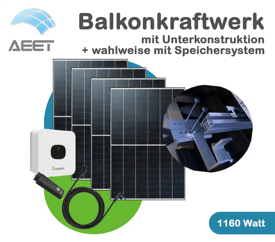 Nur Heute Balkonkraftwerk-1660 Watt mit Halterung Ziegeldach