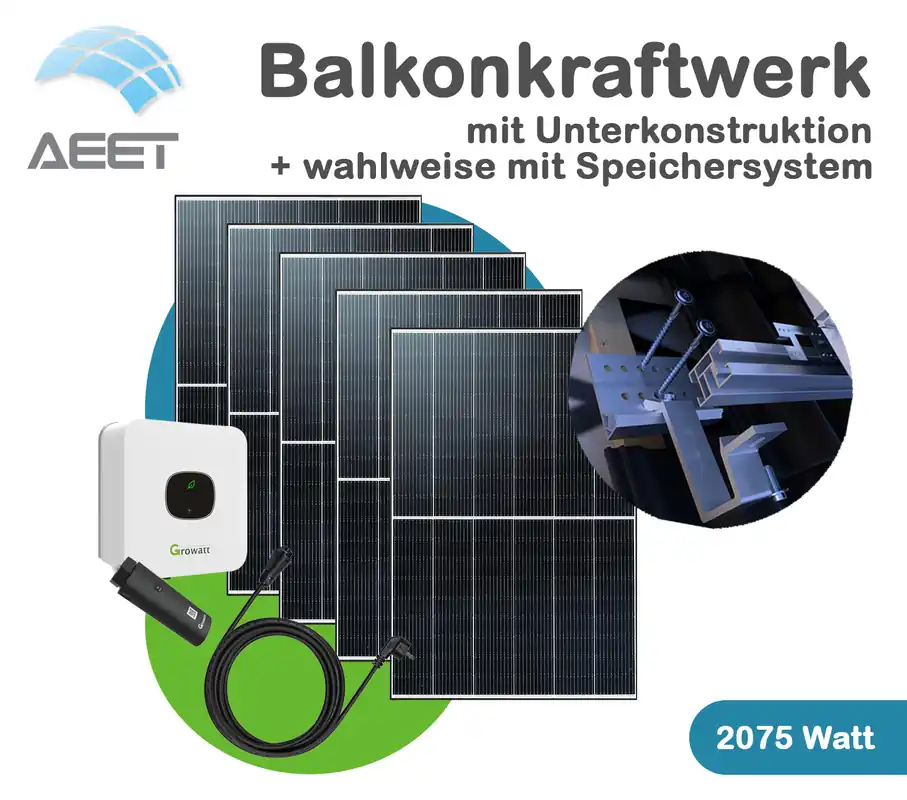 Aktuell Balkonkraftwerk-2075 Watt mit Halterung Ziegeldach
