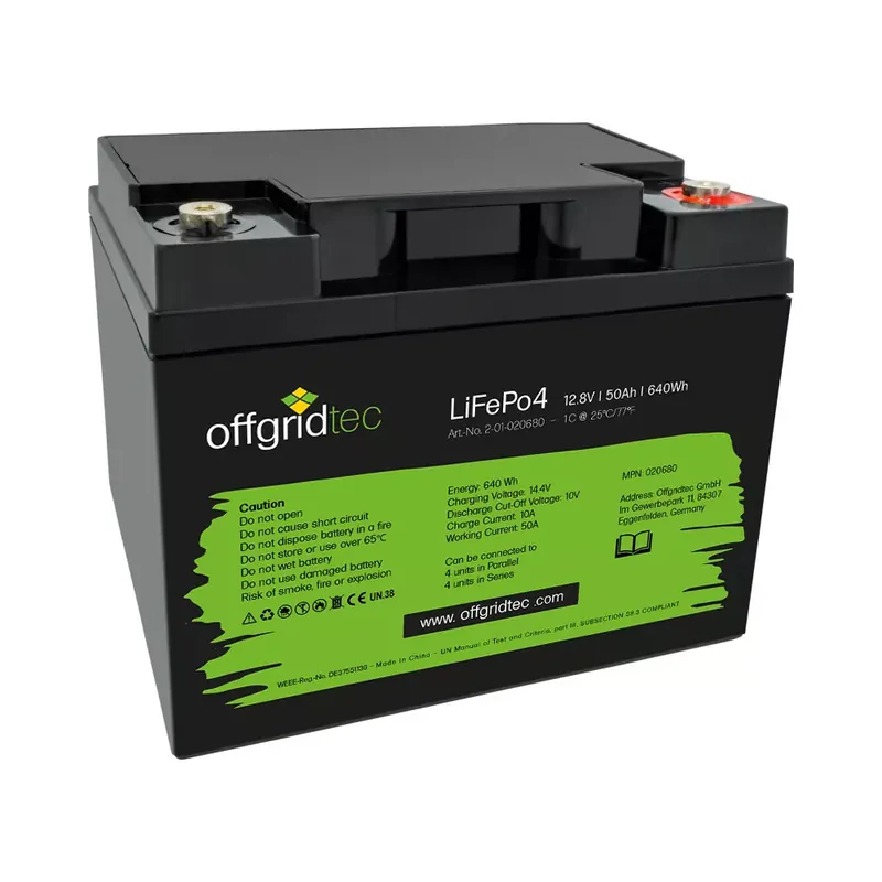 50Ah LiFePo4 Akku 12/50 12,8V 50Ah BMS integriert 640Wh Nur Heute