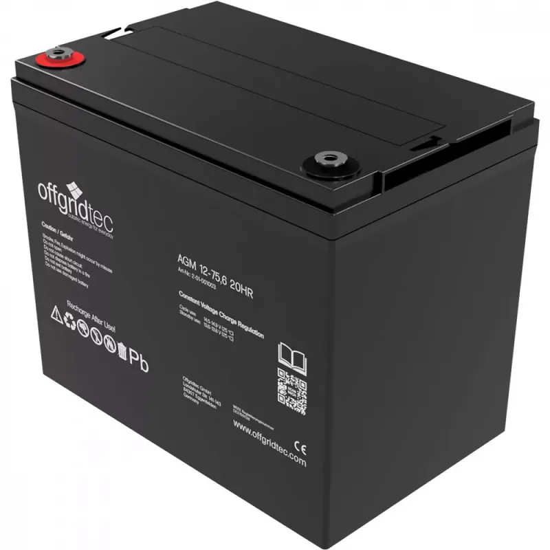 Neuheit 75Ah AGM Akku 12V Solarbatterie extrem zyklenfest