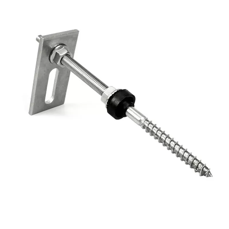 Edelstahl-Stockschraube höhenverstellbar inkl. Adapterblech Wellethernit + Blechdach Neuheit