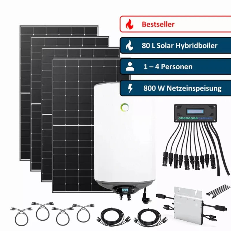 Beliebt 1800W Solaranlage 80L Fothermo Hybrid-Boiler 800W Netzeinspeisung